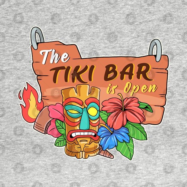 Awesome The Tiki Bar Is Open Gift Print Hawaiian Island  Product by Linco